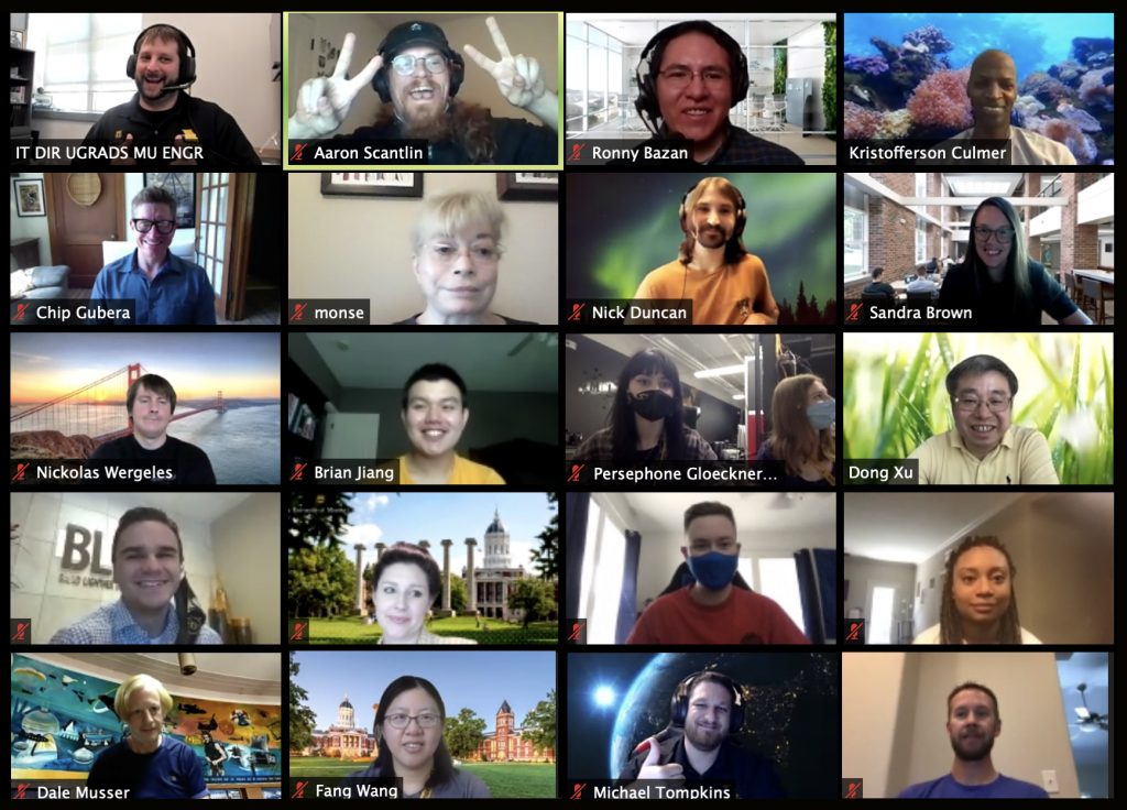 Screenshot of IT faculty and students at virtual town hall.