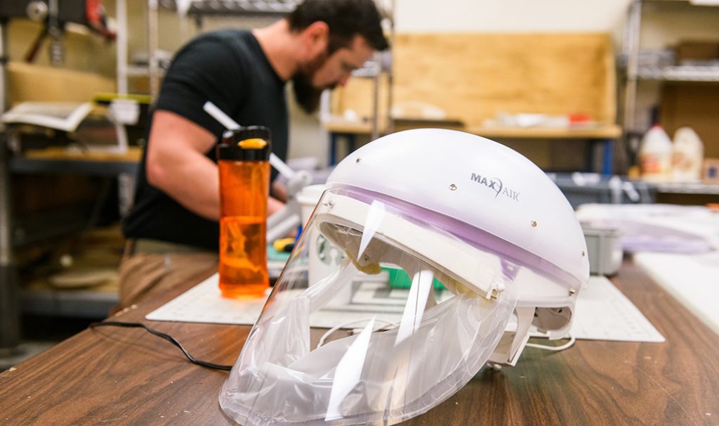 Damon Coyle assembles replacement CAPR masks