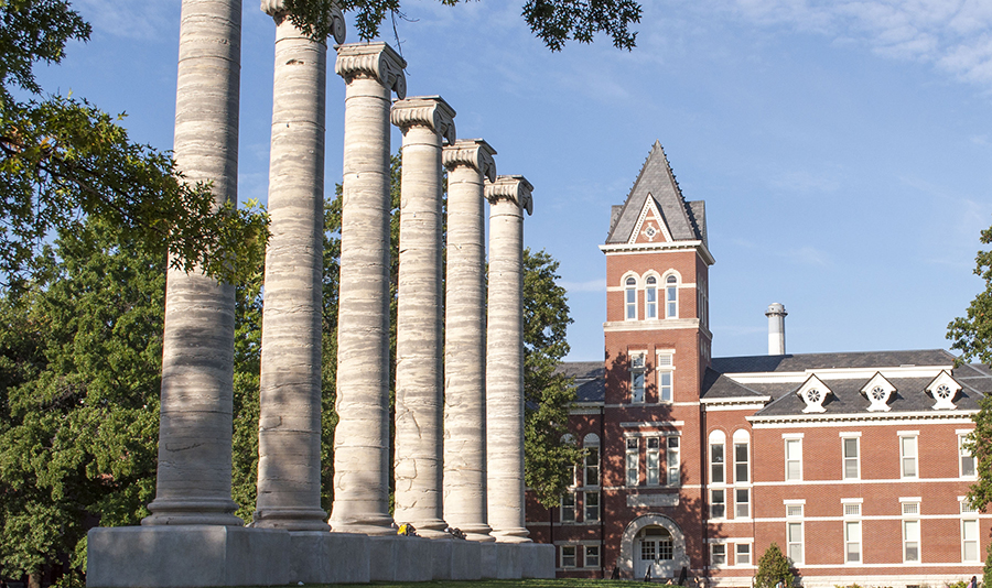 Lafferre Hall behind the MU columns