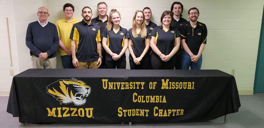 Nine members of the Mizzou chapter of the MCAA and their faculty advisor.