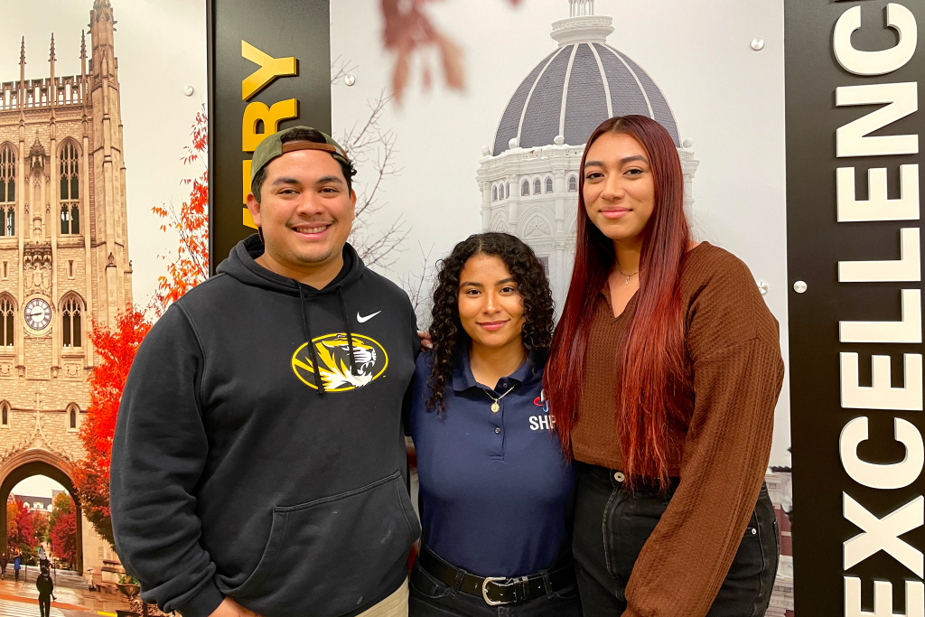 Mizzou Society of Hispanic Professional Engineers students Lino Cruz Terrones, Jazmin Renteria Gonzalez and Noelia Iribe